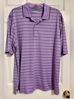 Pro Tour Lavender Purple Striped Men’s Polo